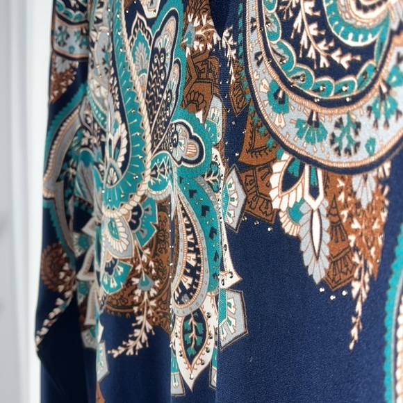 JM Collection 3/4 sleeve studded tunic boho chic Sz M - Picture 8 of 11